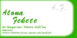 aloma fekete business card